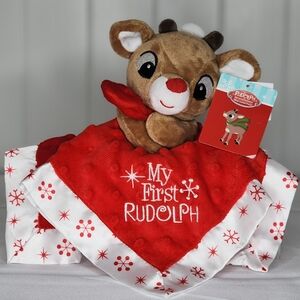 Rudolph Red and White Baby Blanket